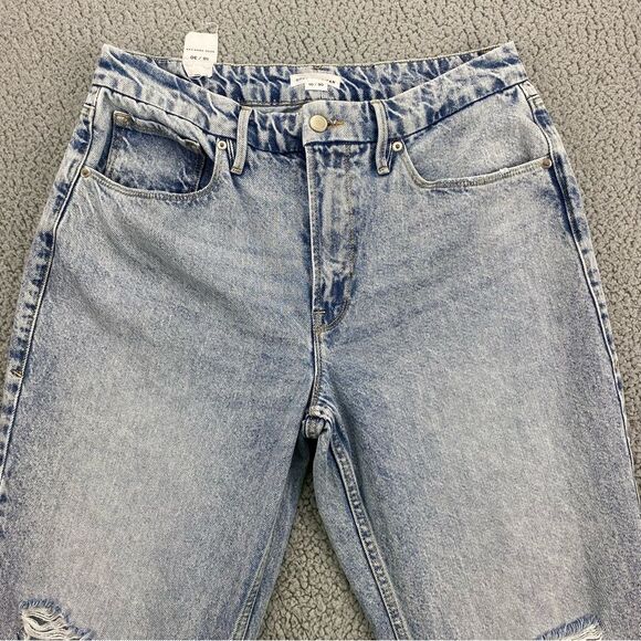 Good American Good Heritage Destroyed Straight Leg Relaxed Jeans  |  Size: 10/30 - Picture 3 of 14